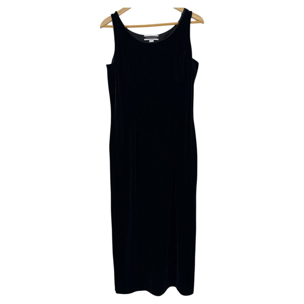 Black Velet Dress Amanda Smith Sleeveless Sheath Size 10